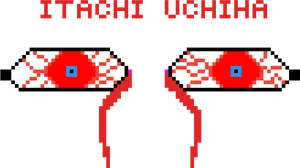 Itachi Uchiha Mangekyou Sharingan Pixel Art PNG image