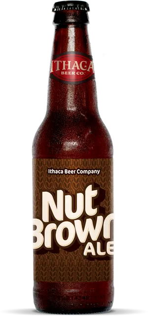 Ithaca Nut Brown Ale Beer Bottle PNG image