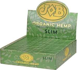 J O B Organic Hemp Slim Cigarette Paper Box PNG image