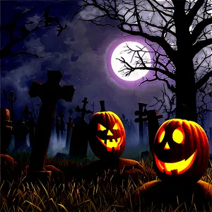Jack O Lantern In Graveyard PNG 05252024