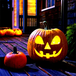 Jack O Lantern On Porch PNG 27