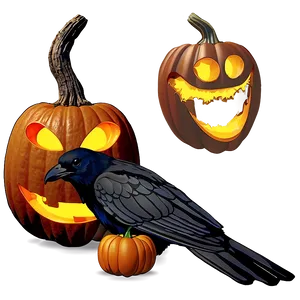 Jack O Lantern With Crow PNG 05252024