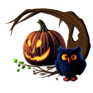 Jack O Lantern With Owl PNG Aln