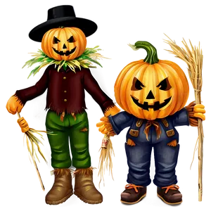 Jack O Lantern With Scarecrow PNG 05252024 PNG