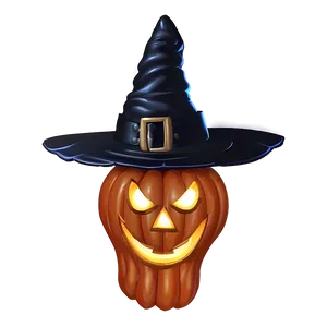 Jack O Lantern With Witch Hat PNG 8