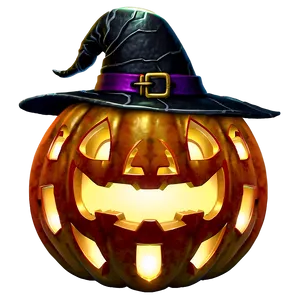 Jack O Lantern With Witch Hat PNG Chp1