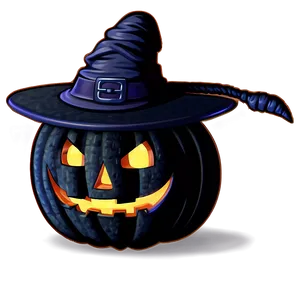 Jack O Lantern With Witch Hat PNG Fjn75