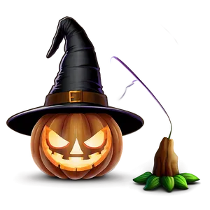 Jack O Lantern With Witch Hat PNG Tju