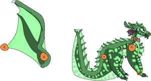 Jade Dragon Cartoon Illustration PNG image