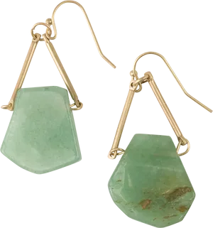 Jade Earrings Gold Hooks PNG image