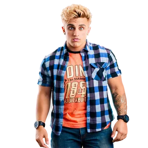 Jake Paul Casual Plaid Shirt PNG