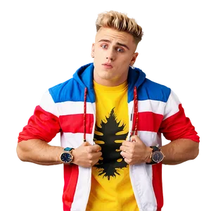Jake Paul Colorful Jacket Pose PNG