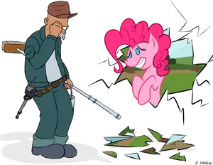 Janitor Surprisedby Pink Pony PNG image