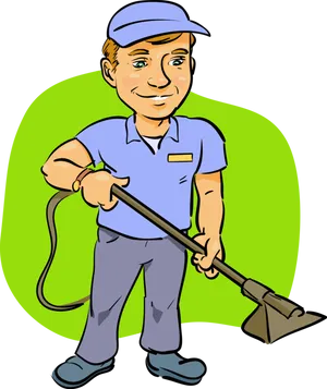 Janitor With Cleaning Equipment PNG image