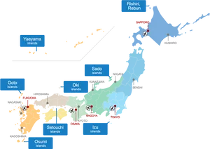 Japan Island Groups Map PNG image