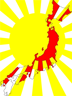 Japan Rising Sun Map Graphic PNG image