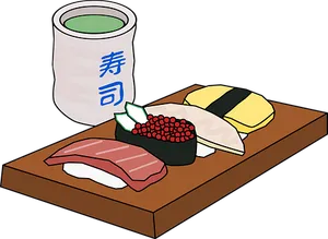 Japanese Sushi Set Illustration PNG