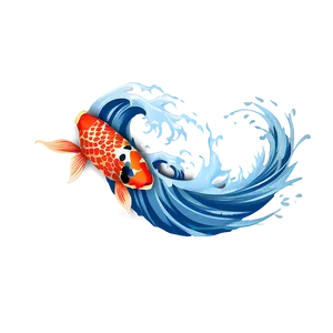 Japanese Wave And Koi Fish Png 06242024 PNG image