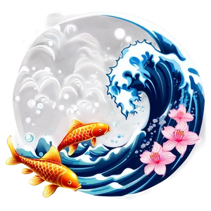 Japanese Wave And Koi Fish Png 34 PNG image