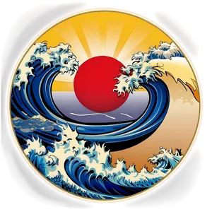 Japanese Wave In Circle PNG Suo82