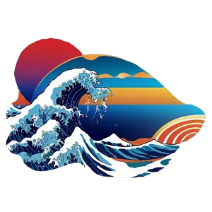 Japanese Wave Outline PNG Nnf46