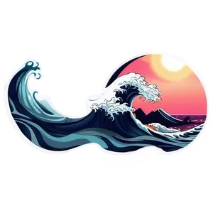 Japanese Wave Sunset Png 06242024 PNG image