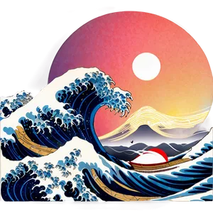Japanese Wave Sunset PNG Ytw