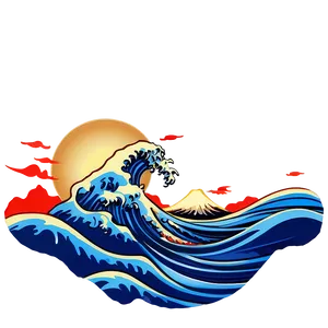 Japanese Wave With Mount Fuji PNG 06242024