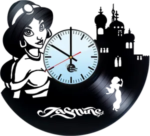 Jasmine Vinyl Clock Design PNG image