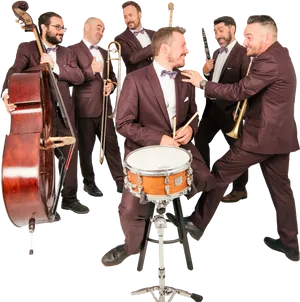 Jazz Band Performersin Suits PNG image