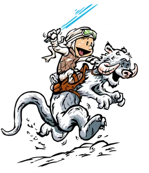 Jedi Knight Riding Tauntaun Cartoon PNG image