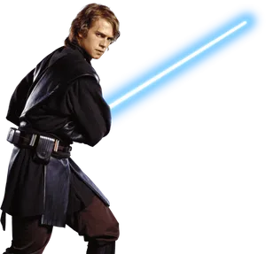 Jedi Knight With Blue Lightsaber PNG image