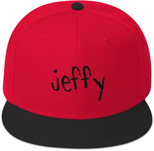 Jeffy Branded Red Black Cap PNG image