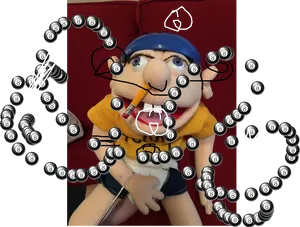 Jeffy Puppet With Penciland Spiral Effect PNG image