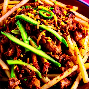 Jerk Chicken Loaded Fries PNG 32