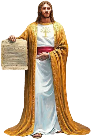 Jesus Holding Scroll Illustration PNG image