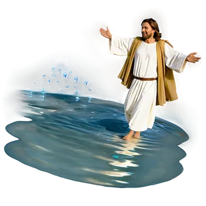 Jesus Walking On Water PNG Qgo34