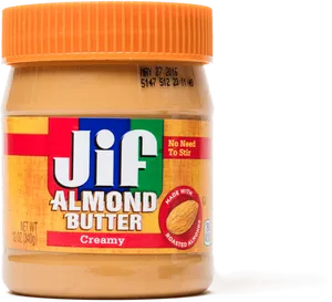 Jif Almond Butter Creamy Jar PNG