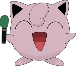 Jigglypuff Singing With Microphone PNG image