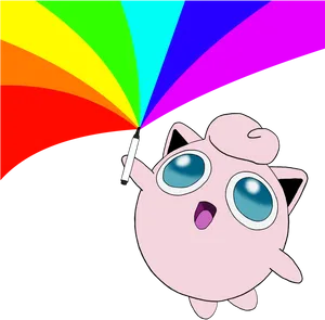 Jigglypuff_with_ Rainbow_ Umbrella PNG image