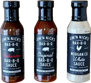 Jim N Nicks B B Q Sauce Trio PNG