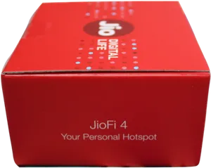 Jio Fi4 Personal Hotspot Device Packaging PNG image