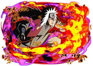 Jiraiya Fire Technique Anime Art PNG image