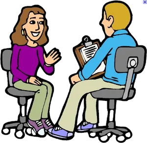 Job Interview Cartoon Illustration PNG image