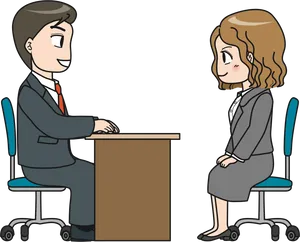 Job Interview Cartoon Illustration PNG image