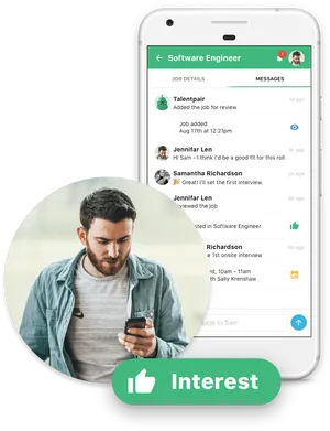 Job Search App Interaction PNG image