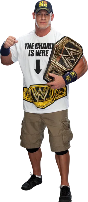 John Cena W W E Champion Pose PNG image