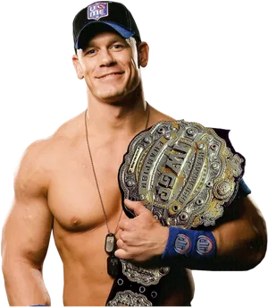 John Cenawith Championship Belt PNG image