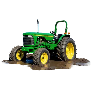 John Deere Tractor In Mud Action PNG 45