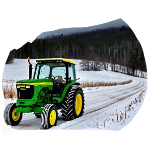 John Deere Tractor In Winter Scene PNG 06262024